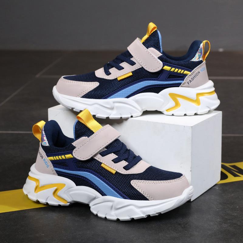 Children's Shoes Boys Spring and Autumn Four Seasons New Breathable Mesh Sports Shoes Primary School Students Lightweight Soft-soled Casual Running