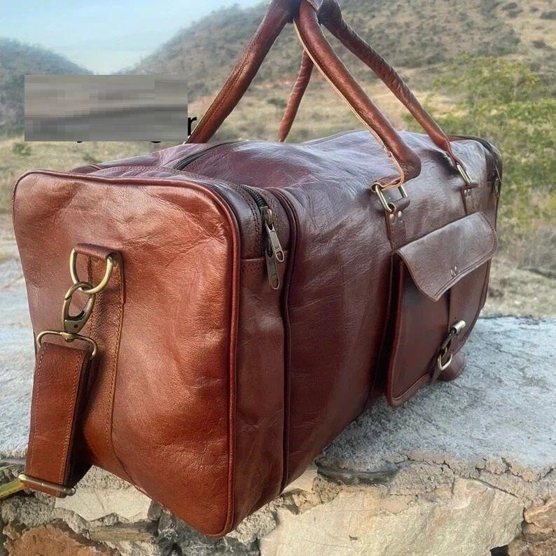 Weekend Brown Gym Luggage Duffel Large Real Sports Bag Leather Duffle