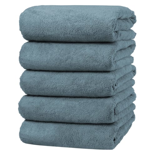 Joyful Microfiber Bath Towels, Hotel-Quality, Large, 60*120cm, Set of 5, Fast Absorbent, Quick Drying, Durable, Antibacterial, Odor Resistant, Fluffy,