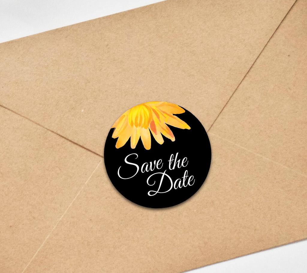 Дарлинг сувенир 45 шт. круглый конверт печать черный цветок астры сохранить дату наклейки DIY-1.6