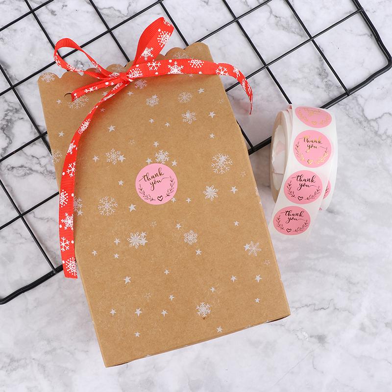 Наклейки с благодарностью, этикетки с золотой фольгой, 500 шт., 1 дюйм, розовые наклейки с подарками