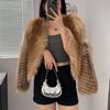 Женские меховые топы, полоски из лисьего меха, женские короткие пальто из натуральной шерсти, женственный темперамент, утягивающие пальто