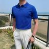 Men's Summer Ice Silk Knitted Slim Fit Polo Shirt - Short Sleeve, Pure Color, Casual Lapel T-shirt