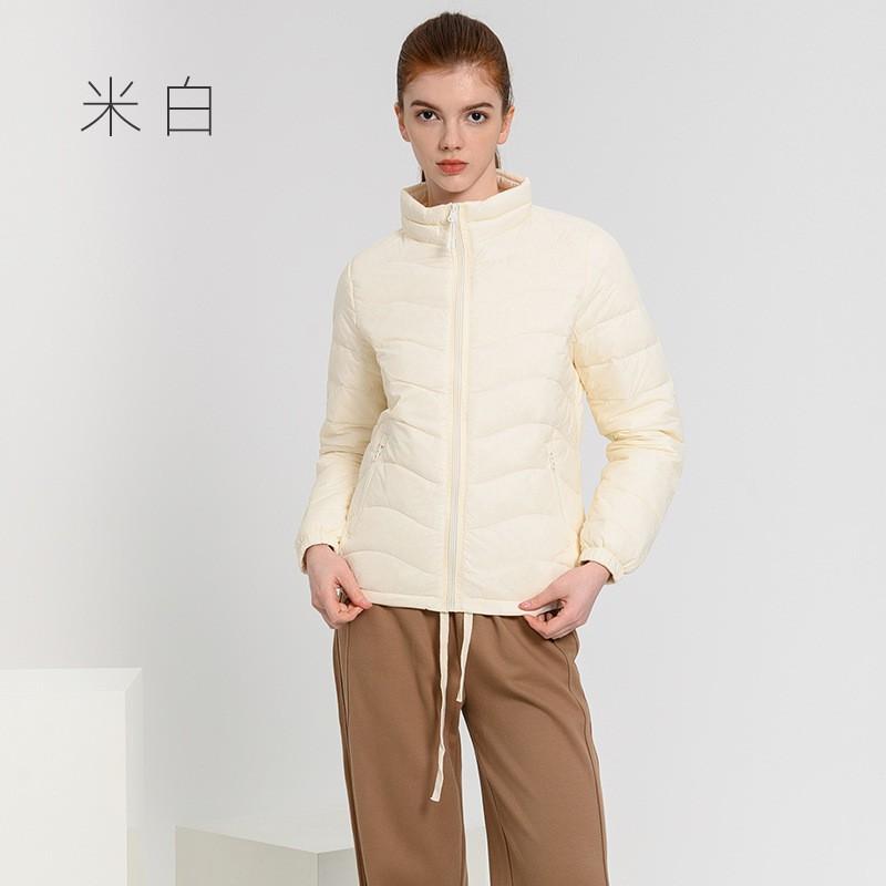 Lightweight Womens Short Down Jacket 2026 Fall Slim Fit Stand Collar Nylon Outerwear Daily Wear