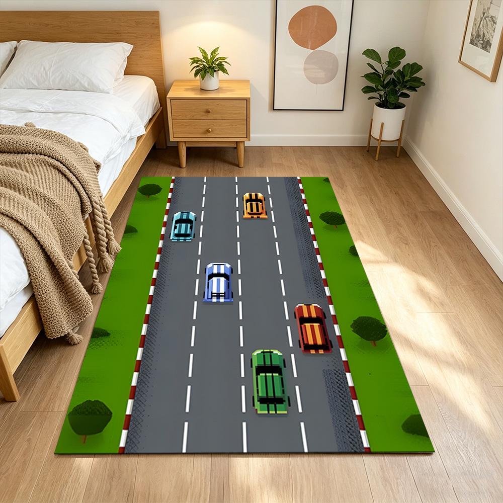 Racing Game Track Adventure Non-Slip Home Carpet Design for Office Decor Living Room Bedroom Gift