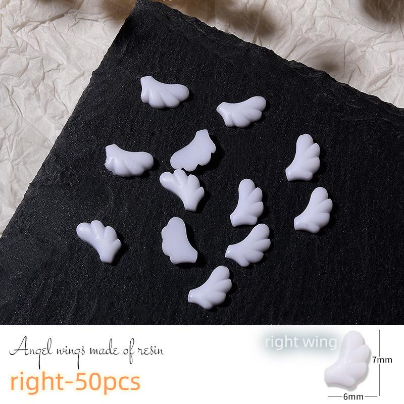50 шт. левые/правые сращенные крылья ангела, подвески для дизайна ногтей, левые и правые крылья, белая смола, инструменты для украшения ногтей
