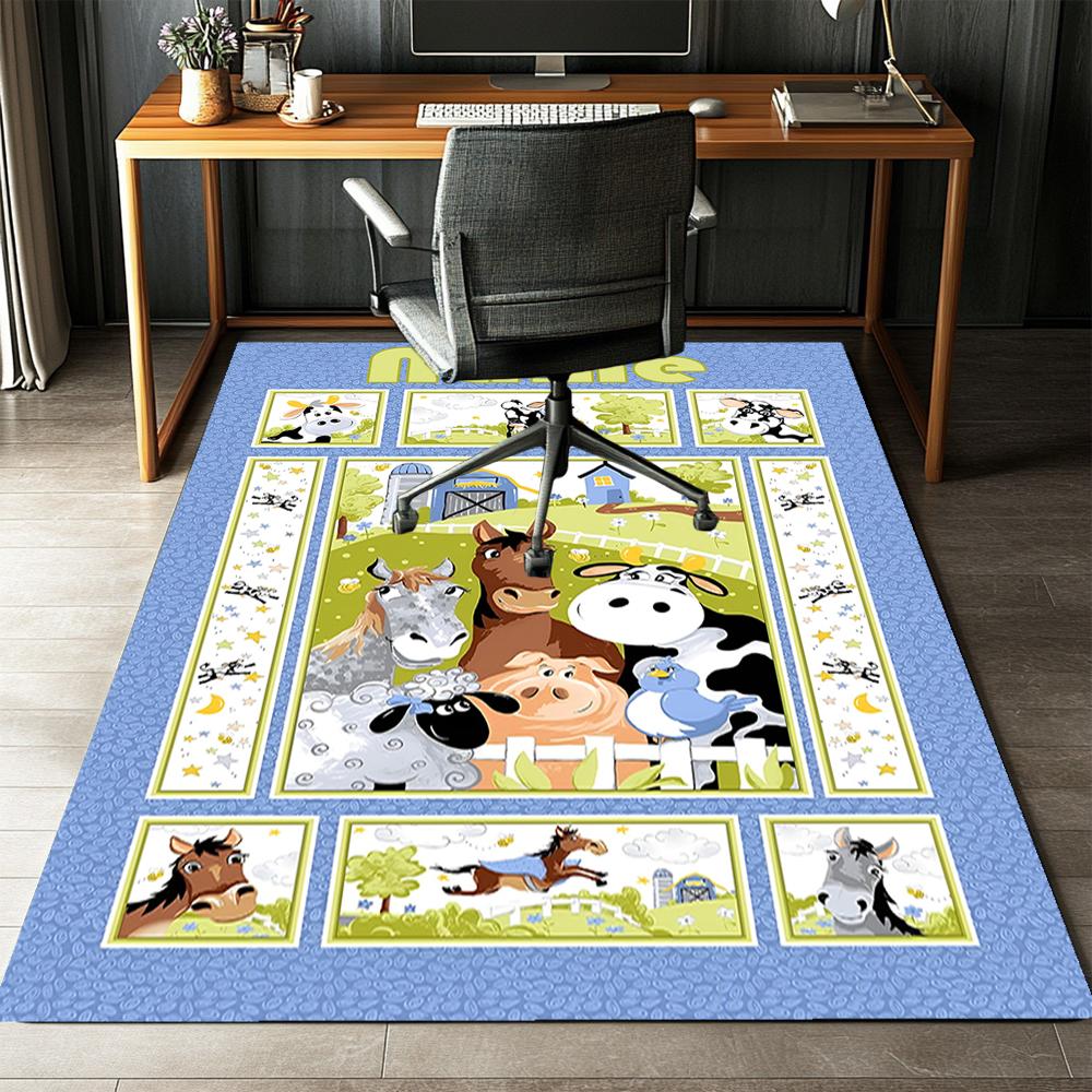 Custom Name Animals Printed Carpet,Rug for Office Chair Living Room Bedroom Kitchen Room Decor Gifts.