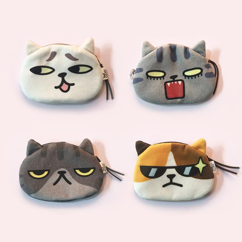 Сумки для наушников Kawaii Cat, детский кошелек для монет, интересные наушники с выражением кота, кабель для передачи данных, портативная сумка для хранения