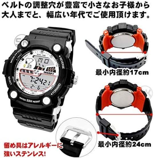SNOOPY Детские часы Водонепроницаемые для детей Женщин Взрослых Мужчин Унисекс Часы с персонажем Вудсток для Девочек Мальчиков x Красный [Водонепроницаемость 50 м] (черный (черный