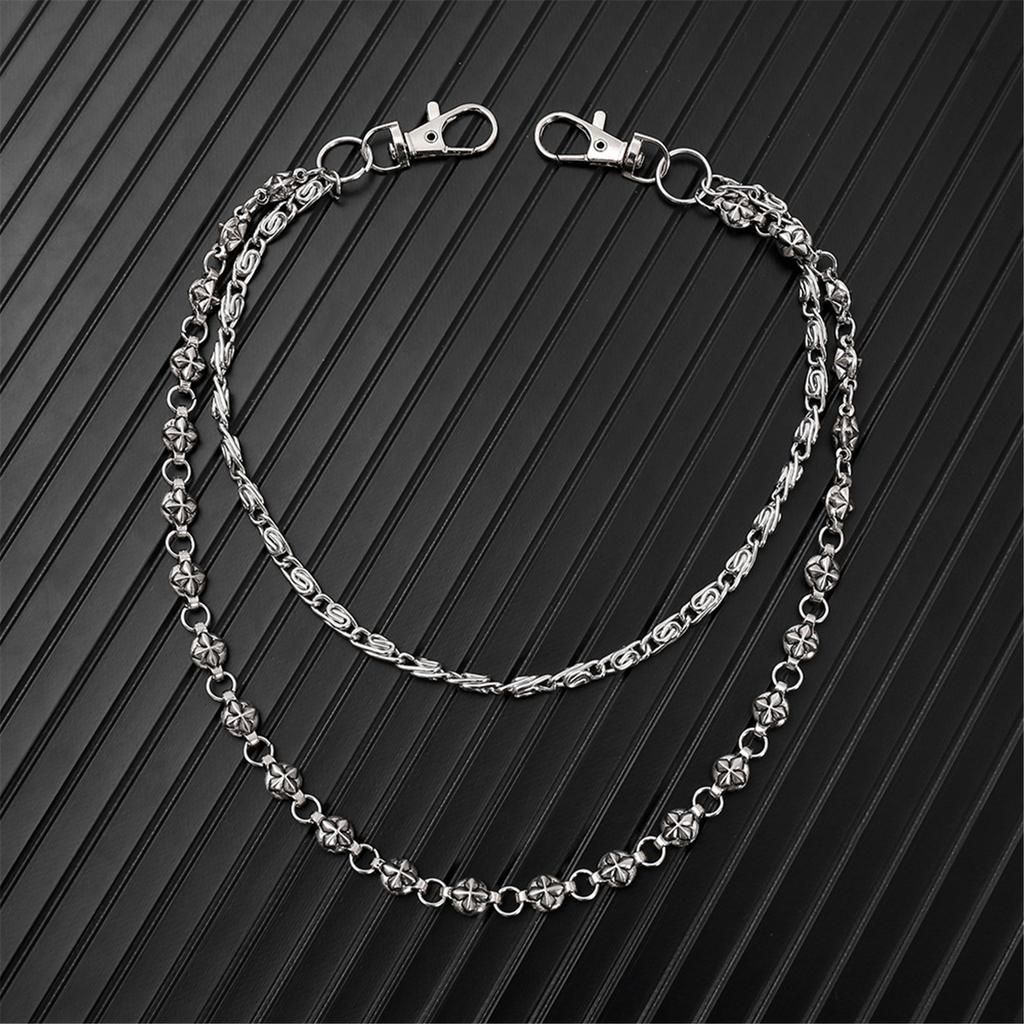 Edgy Punk Streetwear Hip Hop Jeans Chain Unisex Double Layer Waist Accessory Handmade Body Jewelry for Women Men