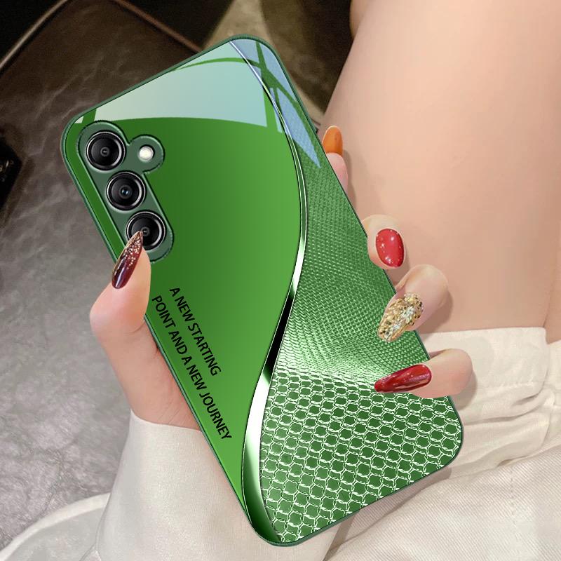 Закаленное Стекло Чехол Для Телефона Для Samsung Galaxy A14 4G 20 30 52 20S 21S 22 A25 32 33 34 42 50 51 53 54 70 71 5G Сетчатая Текстура Кривой