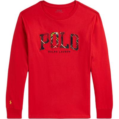 Polo Kids Футболка с принтом букв, круглым вырезом, прямого кроя, с длинным рукавом, детские топы, красный CWPOTSHY8020933-600