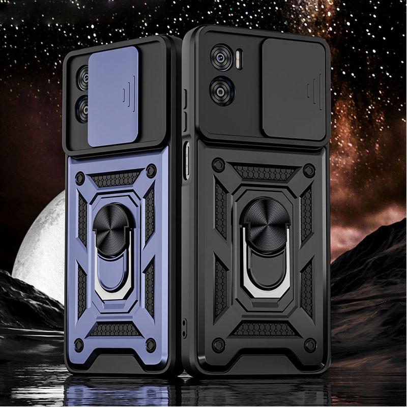 Противоударный защитный чехол для Motorola MOTO E22 E22i E13 4G, защита объектива слайд-камеры, магнитное кольцо-держатель, задняя крышка телефона для MOTO G53 G73 G13 G23