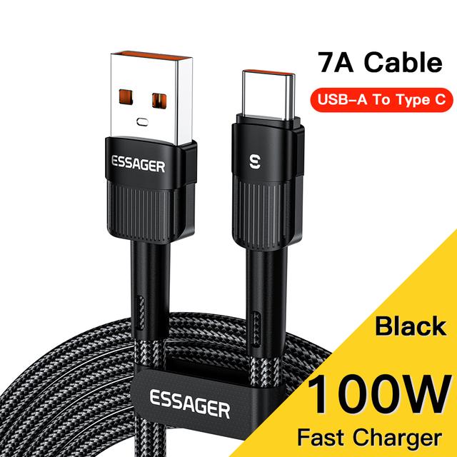Essager 7A Type C USB-кабель для Realme Oneplus OPPO 100 Вт USB-кабель для быстрой зарядки Type-C для Huawei P30 P40 Pro Samsung