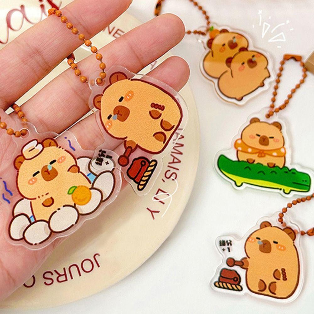Creative Capybara Bag Hanging Acrylic Capibara Pendant Fashion Capybara Keychain Kids