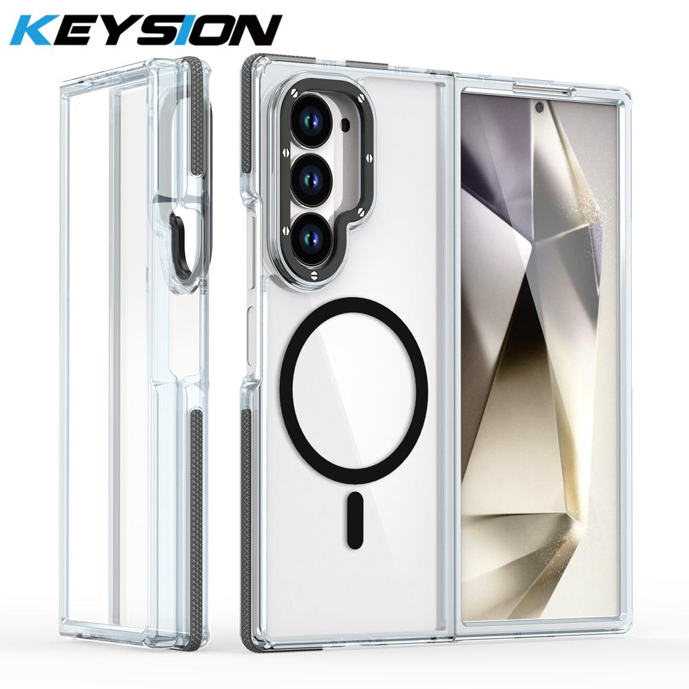 KEYSION Прозрачный магнитный чехол для MagSafe для Samsung Z Fold 7 6 5G Прозрачная противоударная задняя крышка для телефона для Galaxy Z Fold 6 7