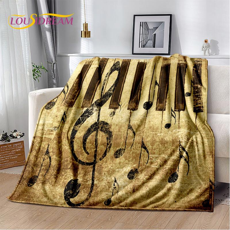3D Dream Piano Key Music Instrument Cartoon Blanket,Soft Throw Blanket for Home Bedroom Bed Sofa Picnic Office Travel Cover Kids
