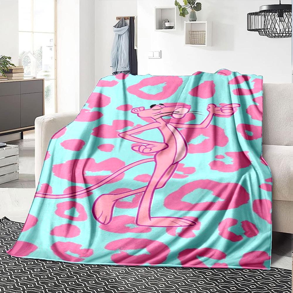 The Pink Panther Print Flannel Blanket High Quality Warm Comfortable Cover for All Seasons Perfect for Gifts Home Decor
