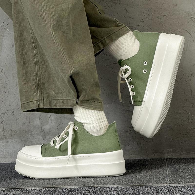 Модные мужские парусиновые кроссовки на платформе, массивная подошва, обувь с лифтом, несколько цветов, удобная шнуровка, повседневные дышащие модные туфли