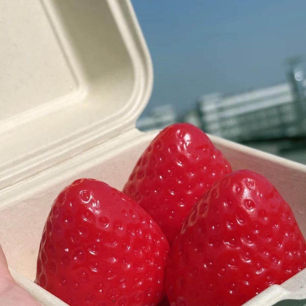Simulation Strawberry Squeeze Toy Silicone Cartoon Fidget Toy Strawberry Pinch Toy Practical Jokes