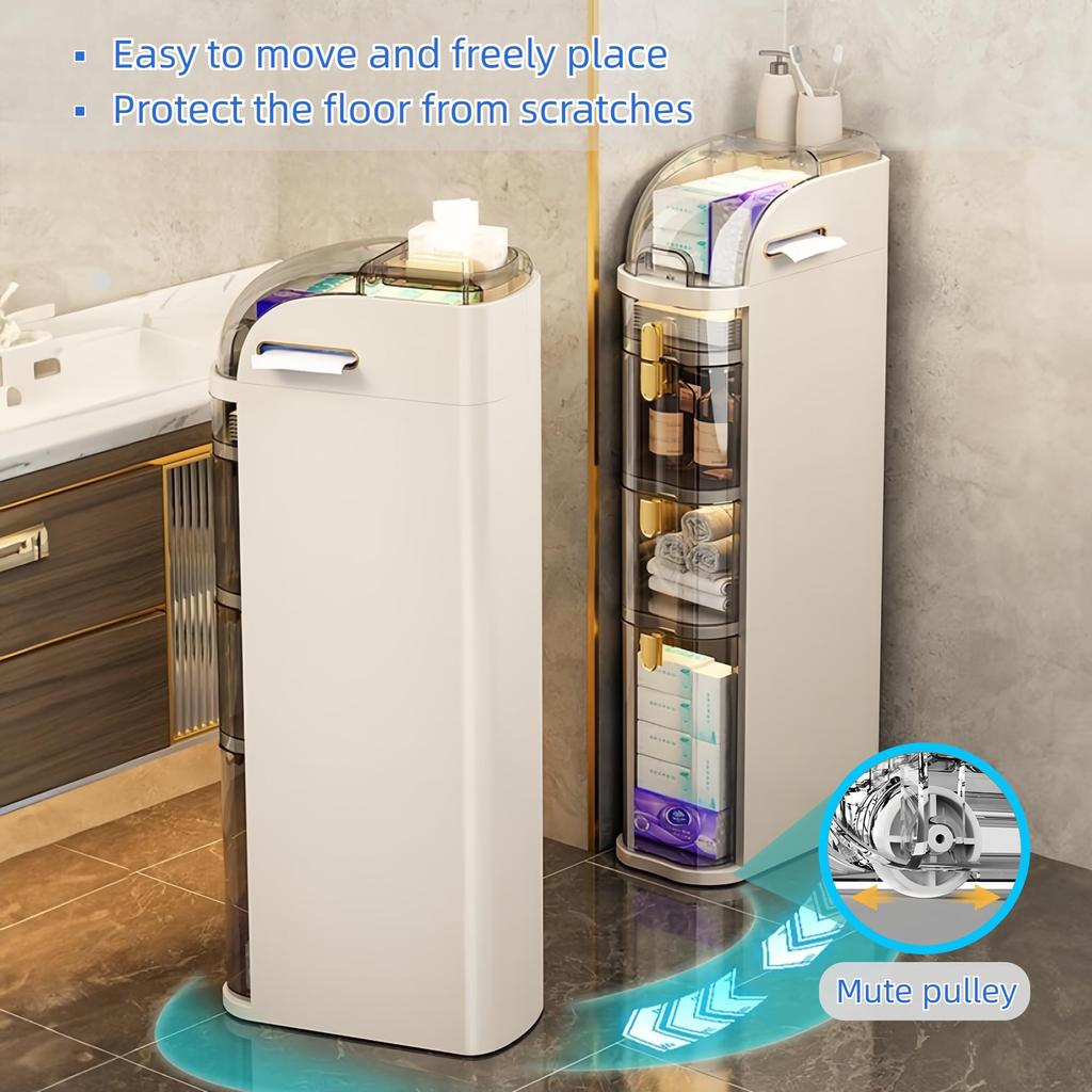 4-х уровневый тонкий шкаф для хранения в ванной комнате, узкий шкаф для хранения в ванной, передвижной органайзер для хранения в ванной для небольших помещений - без коробки