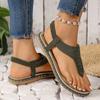 Fashion 2024 Plus Size Female Shoes Thong Women's Sandals Outdoor Casual Sandals Women Crystal Round Toe Wedge Elastic Band Shoes Women