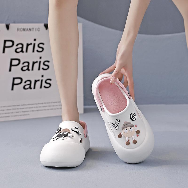 Дышащие сандалии женские летние 2024 новые дырочные туфли женские на толстой подошве верхняя одежда нескользящие тапочки с защитой от наступания на голову 07