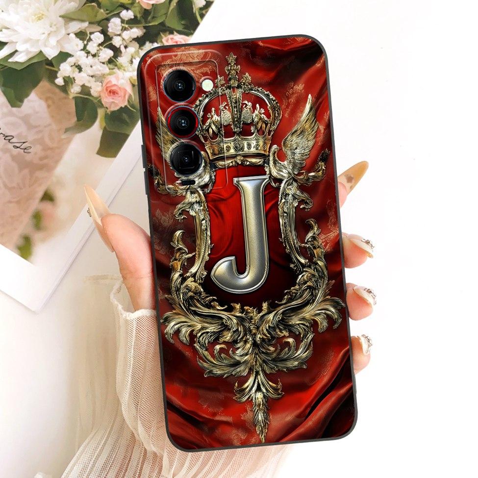 Чехол для телефона Tecno Camon 18 Premier CH9 CH9n Чехол-крышка для Tecno Camon 18 Premier Роскошный Силиконовый корпус с 2D-рисунком букв от A до Z