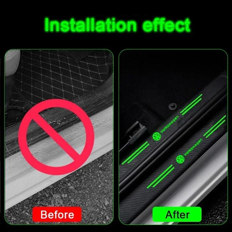 New New Luminous Car Door Sill Trim Stickers Protective Strip Film Decal for Volkswagen Polo Golf Touran Beetle Jetta Tiguan