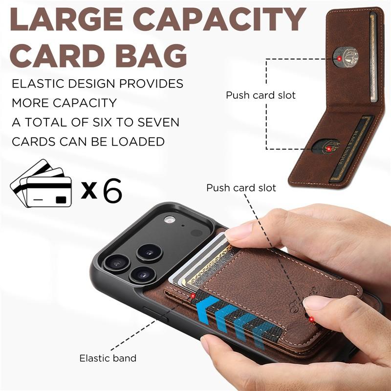2 IN 1 N52 Magnetic Attraction Wallet Case For iPhone 17 12 13 14 Plus 15 16 Pro Max 16e 17e Air For Magsafe Retro Leather Cover