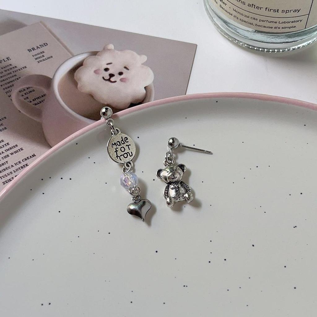 Асимметричные серьги-медведи: Роскошный нишевый дизайн, мода высокого класса, милый стиль для женщин