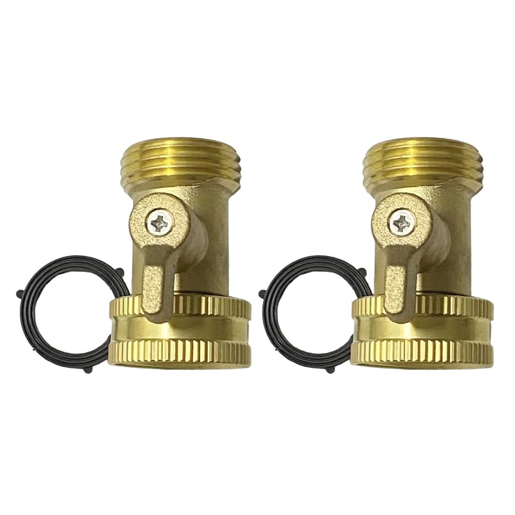 2 Pieces Portable Sturdy Brass Hose Shut Off Valves with Extended Handle Fit 3/4Inch Garden Hose Connectors Daily Use