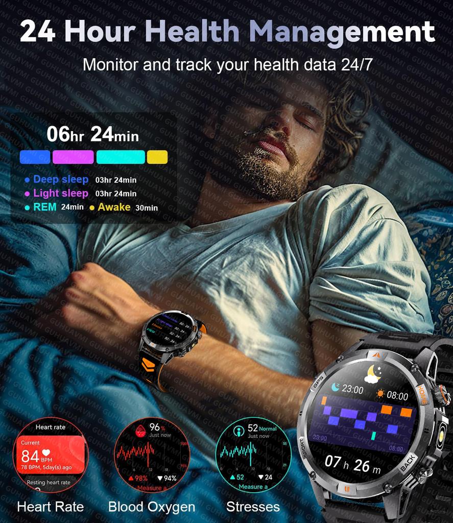 2026 Новые Умные Часы для Взрослых, Уличные, с GPS, Спортивные, с Альтиметром, Барометром, Водонепроницаемость 10ATM, Батарея 580 мАч, Bluetooth-звонки, Мужские, AMOLED