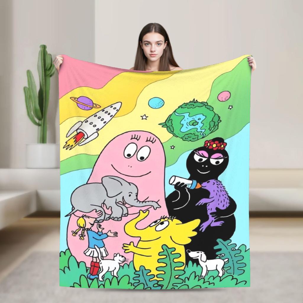 Милое Мультяшное Фланелевое Одеяло Les Barbapapa Теплое Плед для Путешествий на Открытом Воздухе Новинка Покрывало Чехол на Диван-Кровать