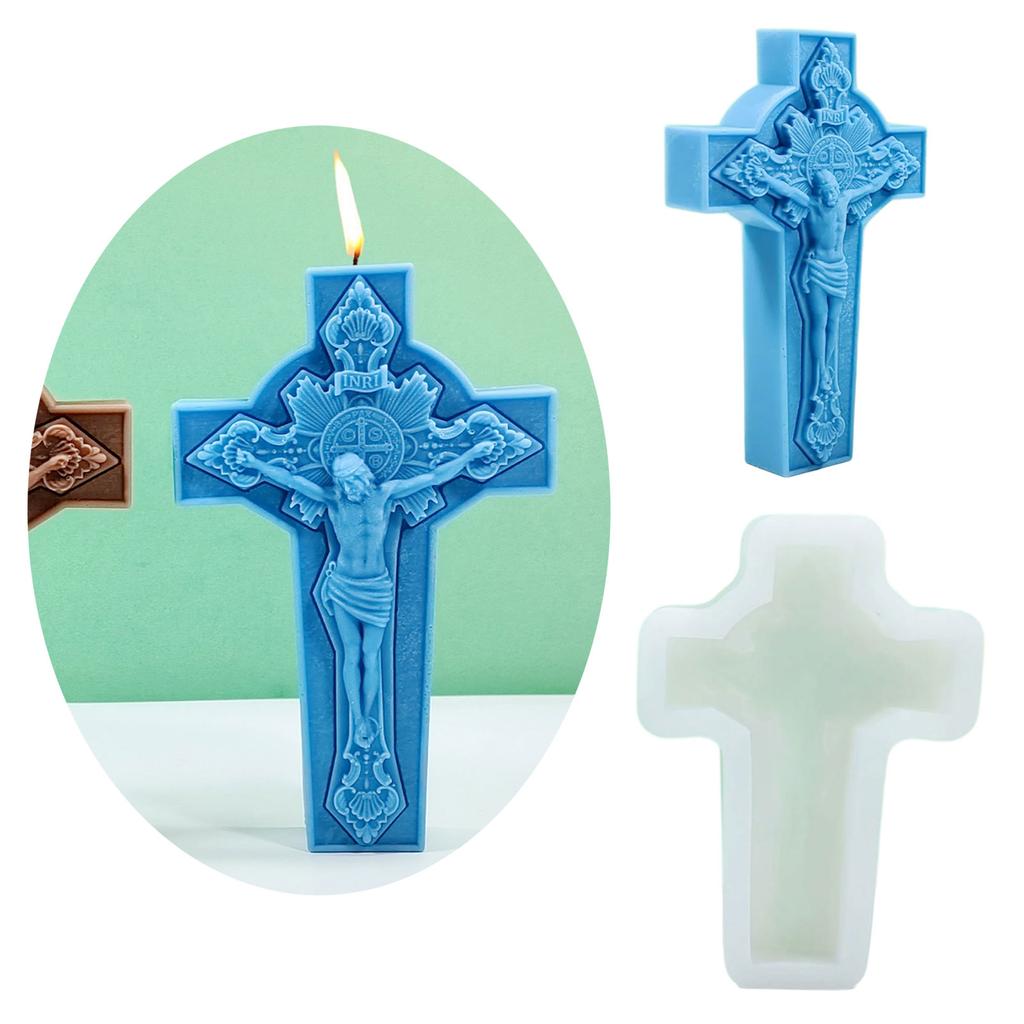 3D Virgin Candle Silicone Mold Cross Resin Molds DIY Aromatherapy Candle Making Gypsum Mold for Religious Enthusiasts
