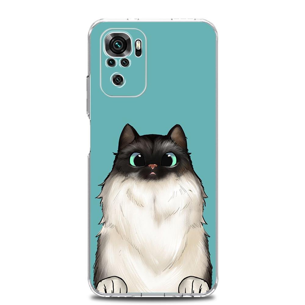 Милый котенок Мультяшный прозрачный чехол для телефона Xiaomi Redmi Note 12 5G 9S 9 8 10 11 Pro+ 9T 8T 10C 9C 9A 7 Pro Мягкая задняя крышка из ТПУ