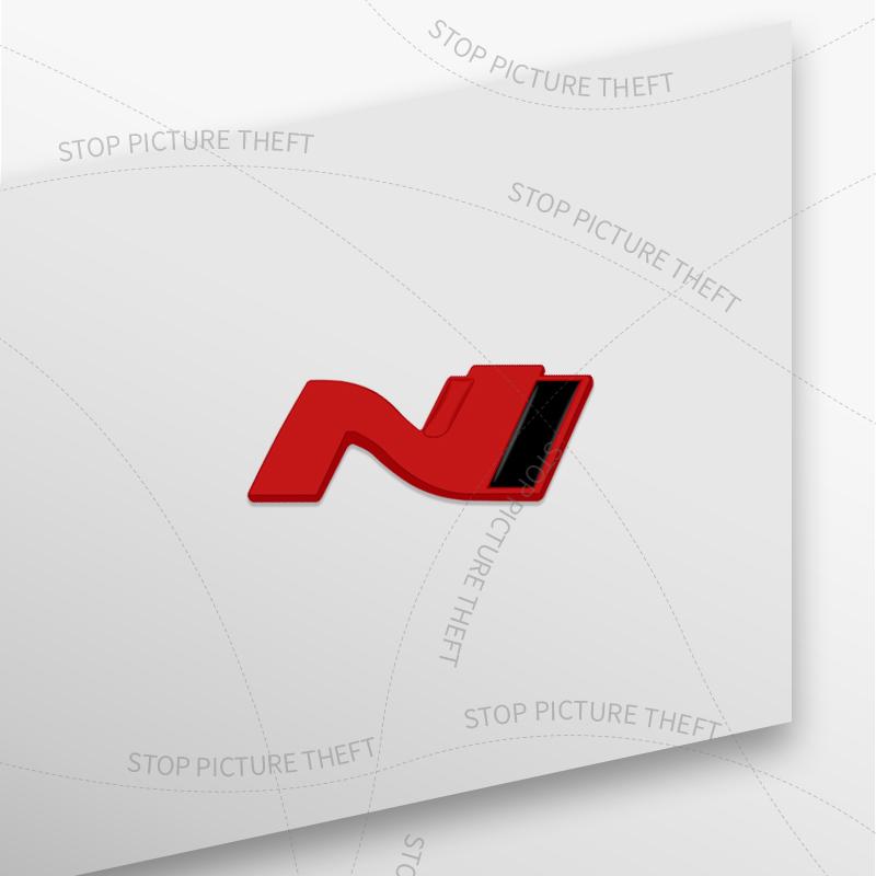 1Pcs 3D Metal N Logo Grille Emblem Badge Car Rear Tail Bumper Trunk Sticker For Hyundai N Line Elantra Santa Fe Sonata Tucson c1