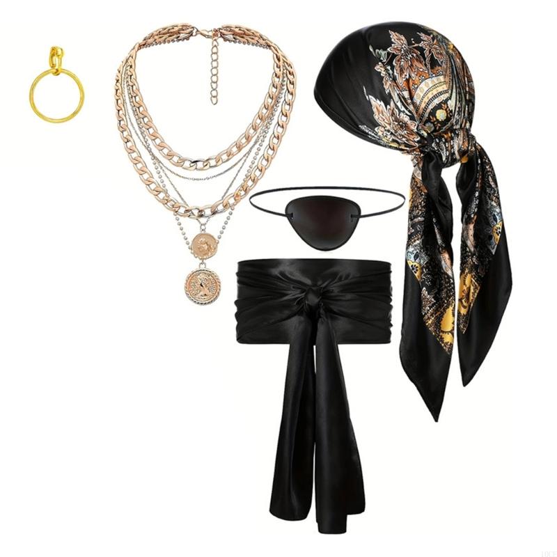 Full Pirate Accessories Collection Bandana Belt Necklace Bracelet Combo