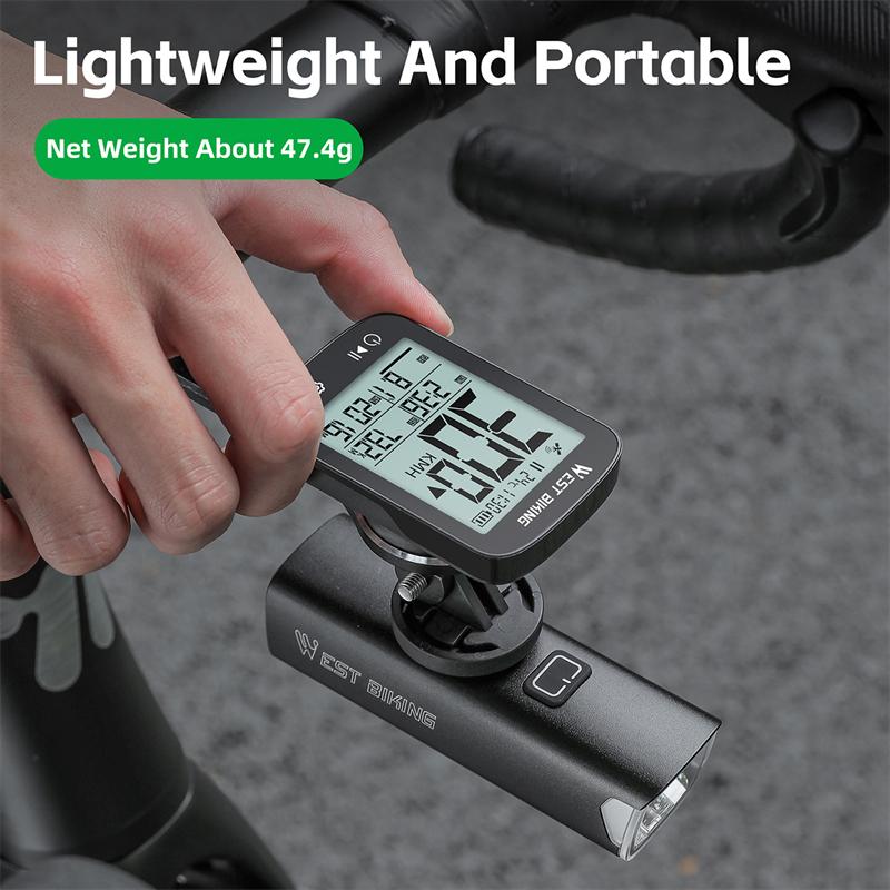 WEST BIKING Интеллектуальный GPS-велокомпьютер Большой экран Беспроводной спидометр для велоспорта IPX7 Водонепроницаемый Легкий велоодометр