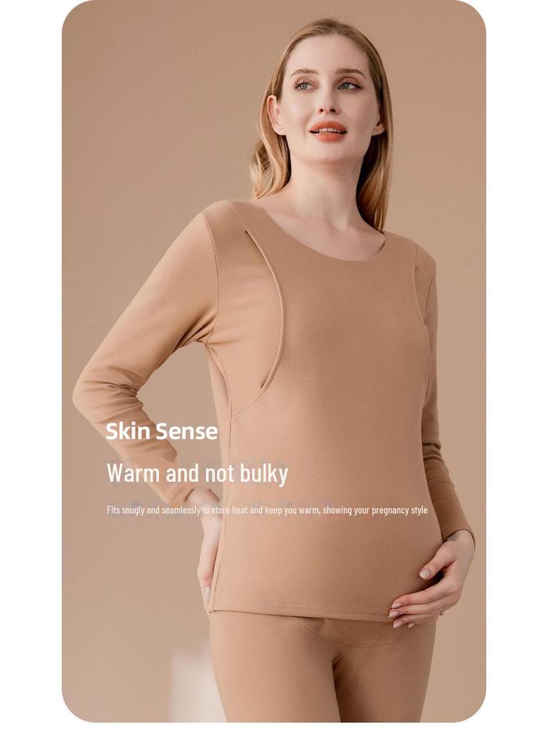 Женский самонагревающийся бархатный термотоп для беременных - Осенняя одежда для кормящих мам