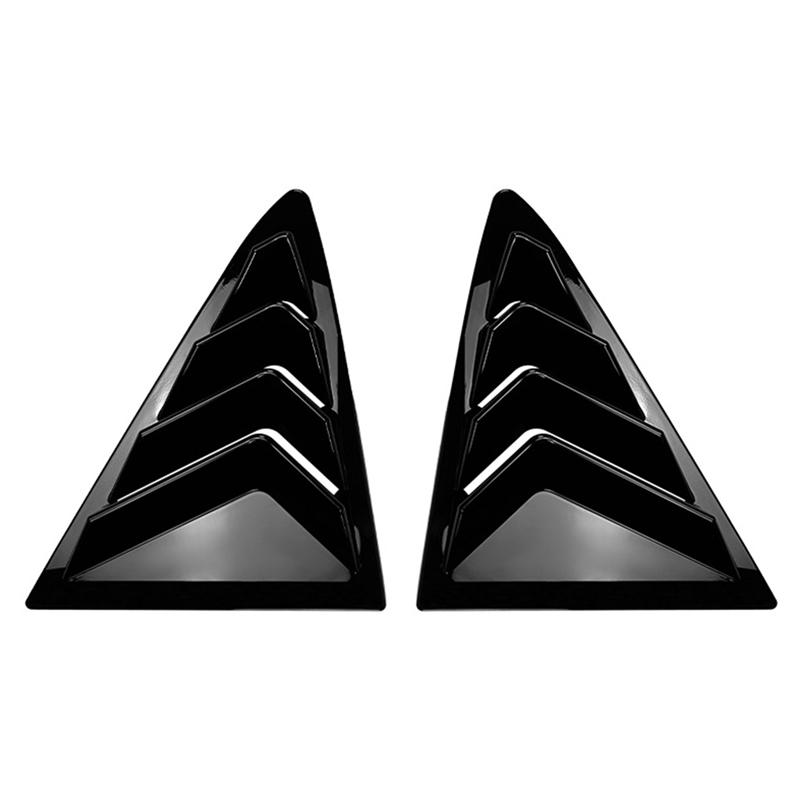 ABLZ-Car Rear Triangular Window Louvers Shutters Blinds Cover Trim For Ford Fiesta MK8 2018+ Glossy Black