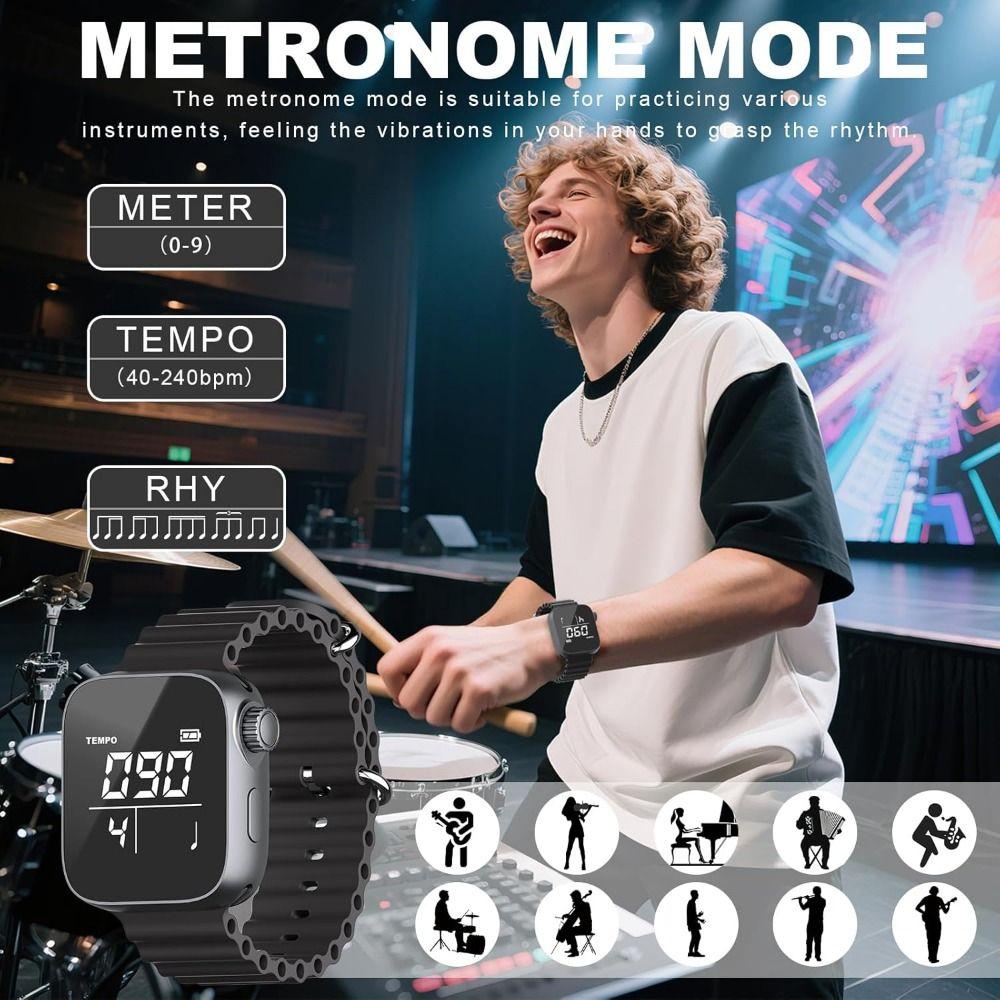 Magnetic Charging Cable Vibrating Metronome Watch App-Adjustable Pulse Metronomes Running Fitness