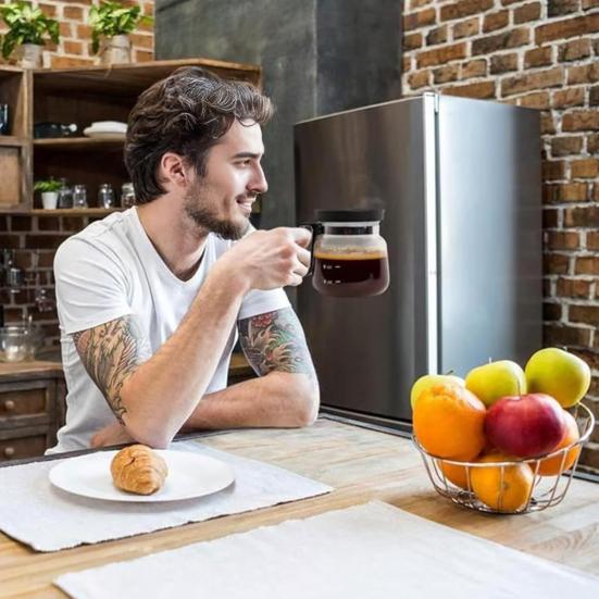 Стеклянная кофейная кружка 16 унций Кружка в стиле кофейника с крышкой Большой емкости Чашка для горячих и холодных напитков Подарок для любителей кофе