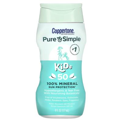 Pure & Simple, Kids, 100% минеральный солнцезащитный крем, SPF 50, 177 мл (6 жидких унций)