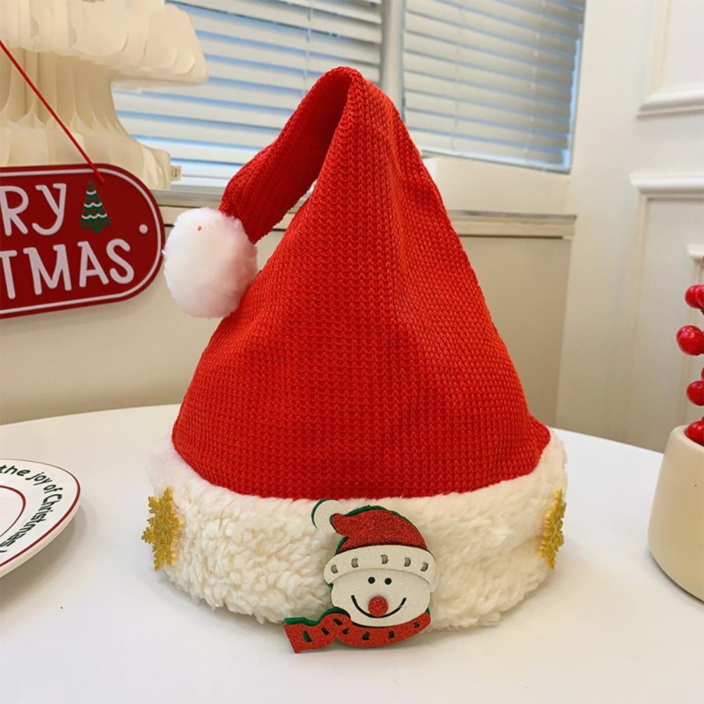Snowflake Santa Claus Hat Merry Christmas Decoration Elk Deer Cap Red Plush Hat  Winter/Autumn