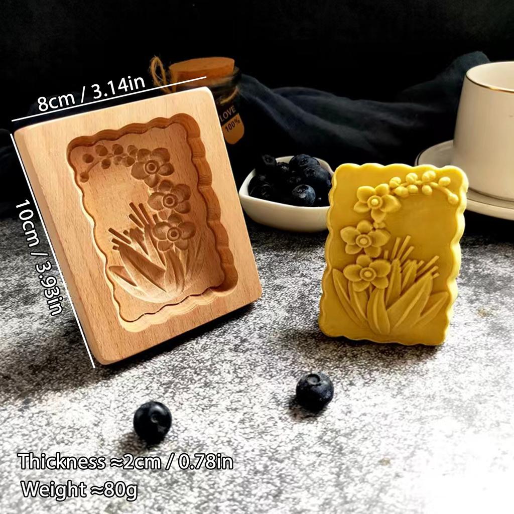 1 шт. Деревянные формы для печенья с узорами в виде цветка розы, 3D DIY резные тисненые формы для печенья для выпечки, мастики, торта, бисквита
