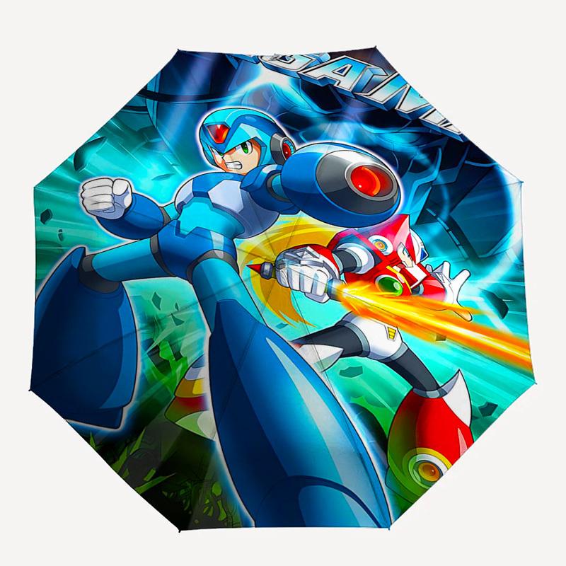 1pc Mega Man Auto-Open Umbrella, Portable 3-Fold Design, 8-Bone Iron Frame Outdoor Umbrella, Perfect Gift for Fans, Travelers, Daily Use.Y079