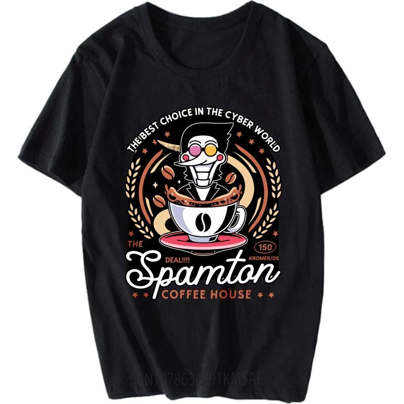 Stylish For Her Summer Tshirt Cyber Coffee Robot Cup Design Logo Short Sleeve Solid Color Oneck For Her Tee Shirt Man Tee Shirt