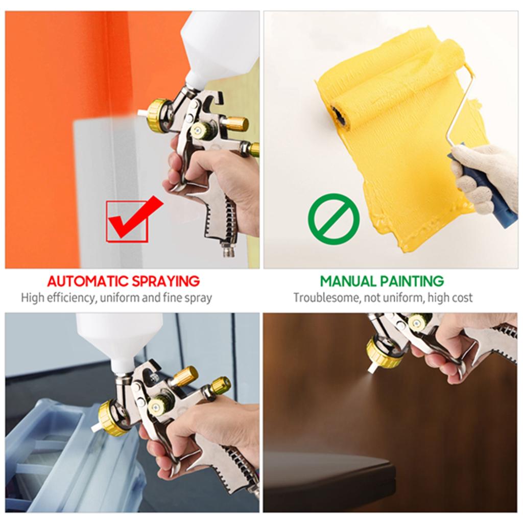 LVLP 1.8mm Air Spray Gun Kit 600cc Fluid Cup  Feed Air Paint Sprayer Mini Handheld 360 Degree Paint Spraying Gun for