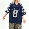 Летняя сетчатая футболка для футбола с вырезами, мужская и женская, с принтом букв, американский ретро, хип-хоп тренд, короткий рукав